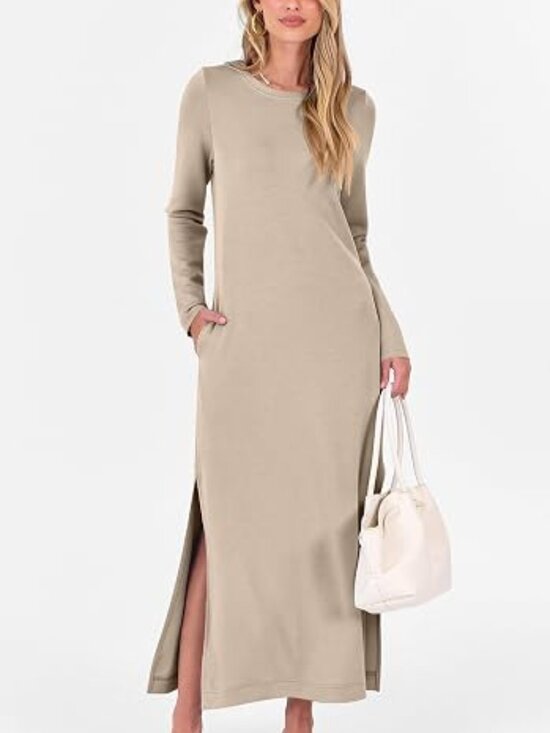 Dresses & Skirts - ANRABESS Women Long Sleeve Fall Maxi Dresses with Pockets Wrinkle Free